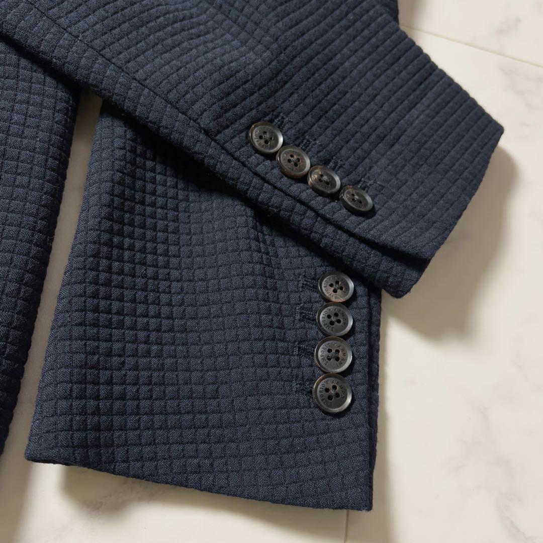 【美品】エンポリオアルマーニ 凹凸ワッフル フード テーラードジャケット 46