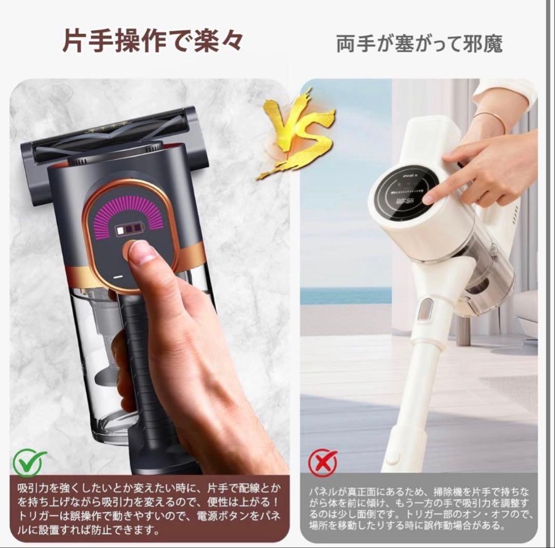 掃除機 コードレス 75Kpa超強力吸引 自立式 55分連続稼働 サイクロン