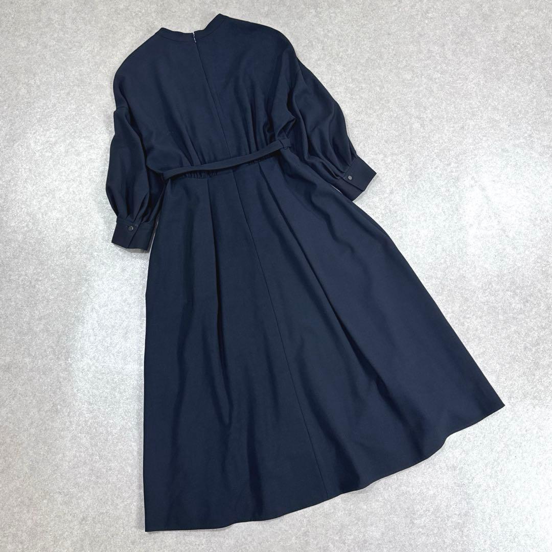 ANAYI アナイ フレア ワンピース Aライン ベルト付き ネイビー 36