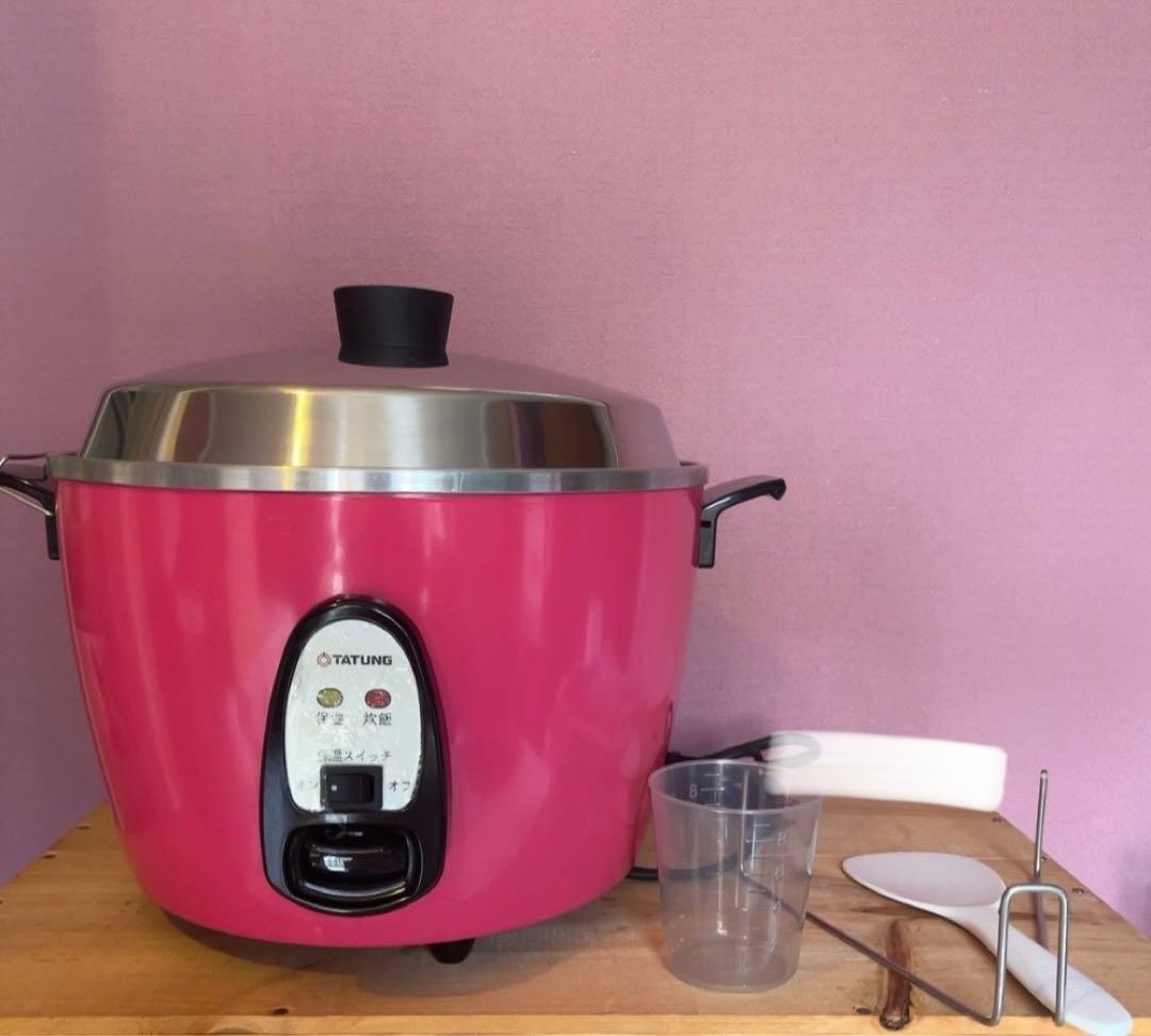 TATUNG 電鍋 ピンク色 計量カップ付き 10合