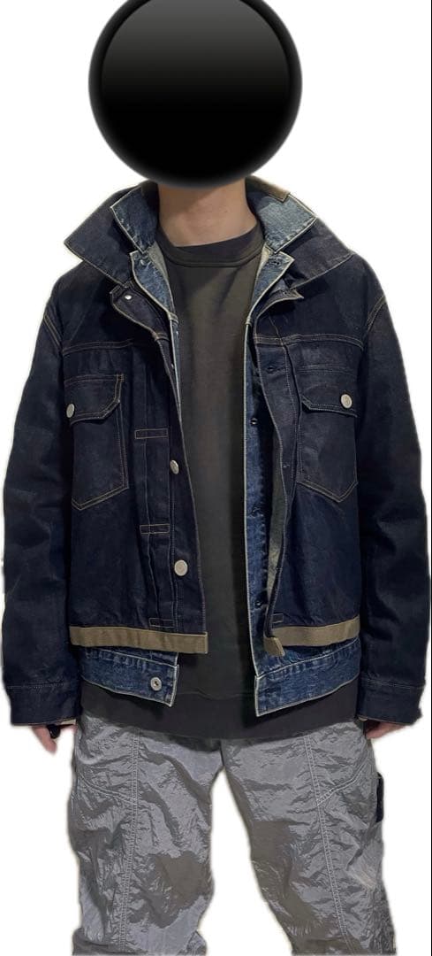 Sacai レイヤードデニムジャケット　綾野剛着用モデル リジット　ブルーデニム