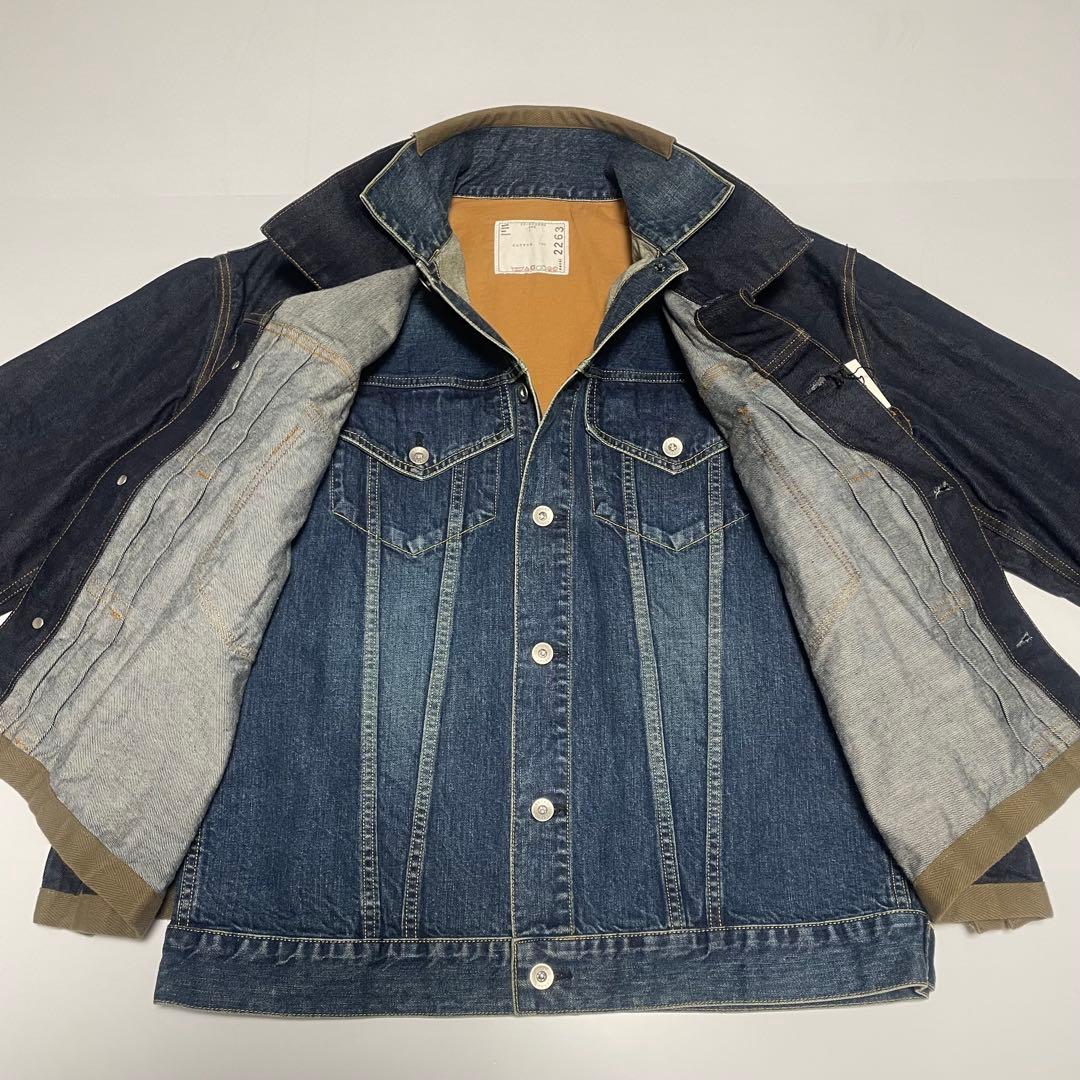 Sacai レイヤードデニムジャケット　綾野剛着用モデル リジット　ブルーデニム