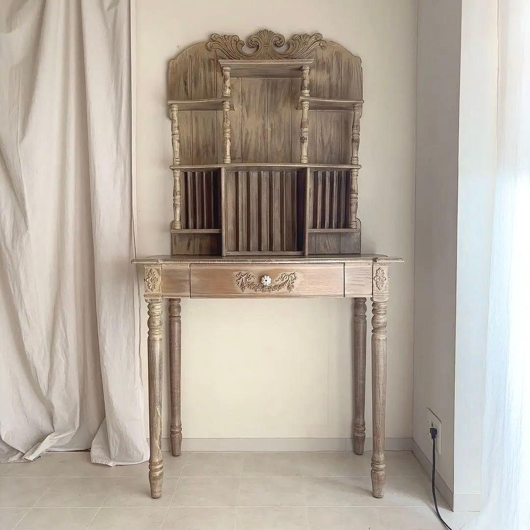 フランス製　アンティーク　シャビーシック　デスク　飾り棚　フレンチシャビー　机