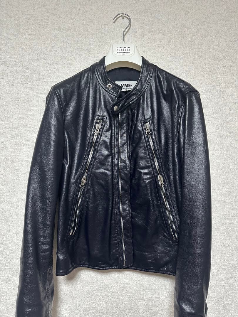 最終価格 MM6 Maison Margiela八の字ライダースダークネイビー