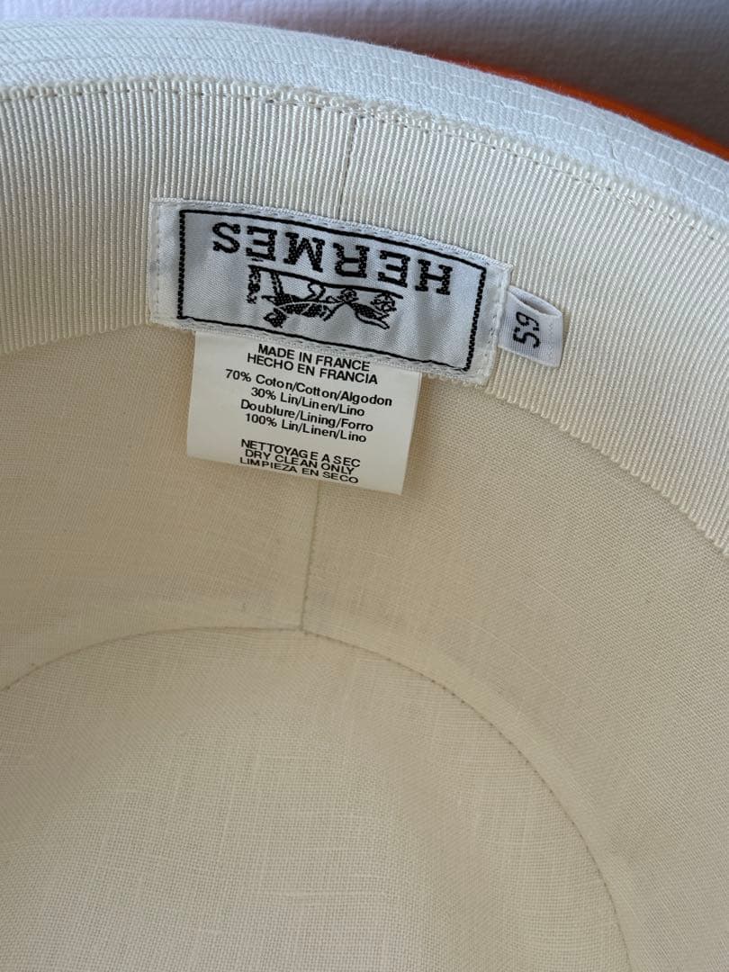 HERMES ホワイト ブラック ハット 59 エルメス パナマハット