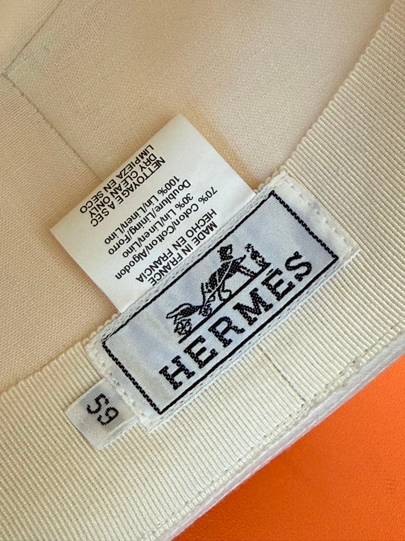 HERMES ホワイト ブラック ハット 59 エルメス パナマハット