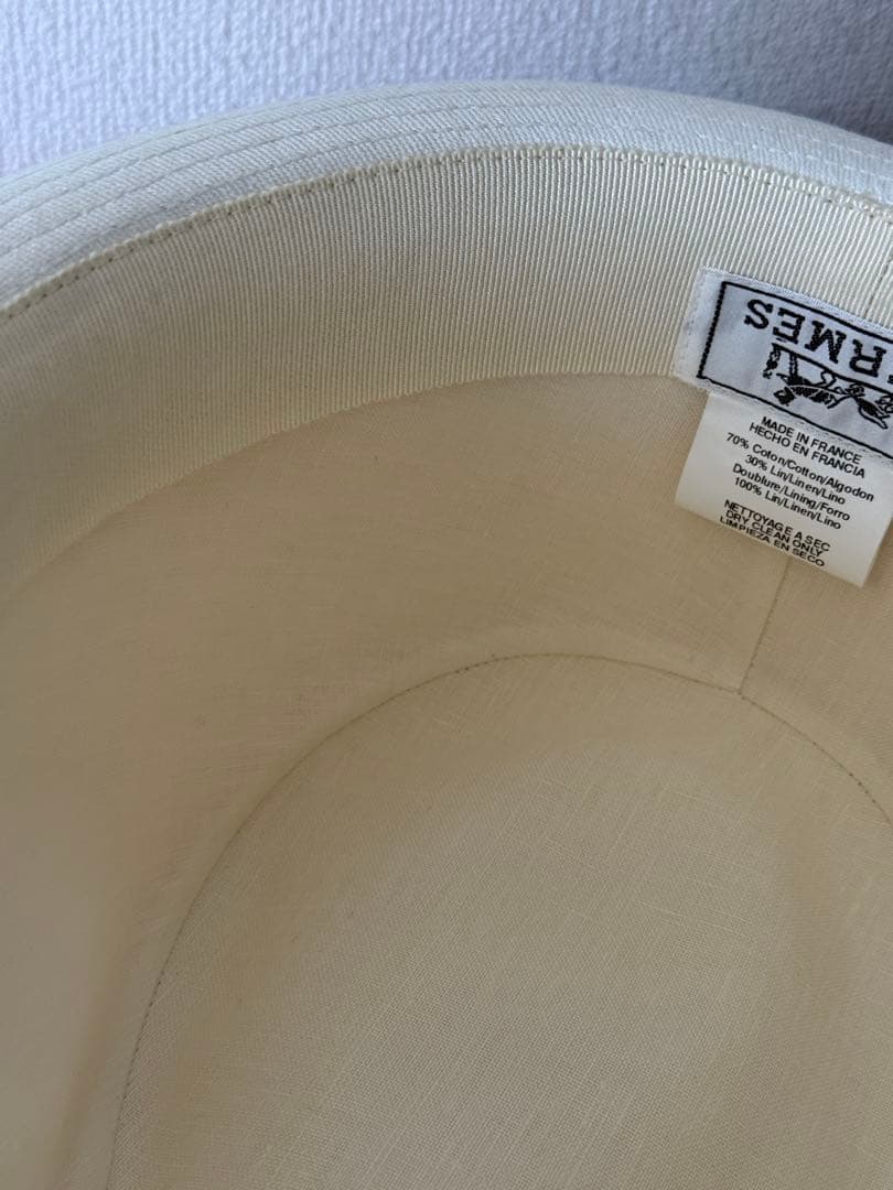 HERMES ホワイト ブラック ハット 59 エルメス パナマハット