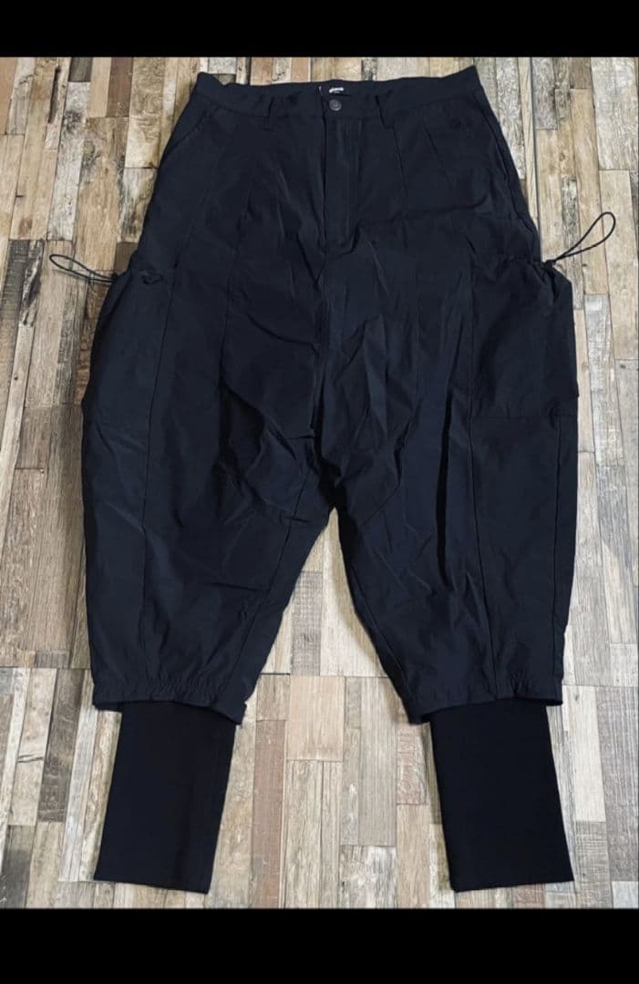 完売品　「GRAMB」Black Layered Rib Cargo Pants