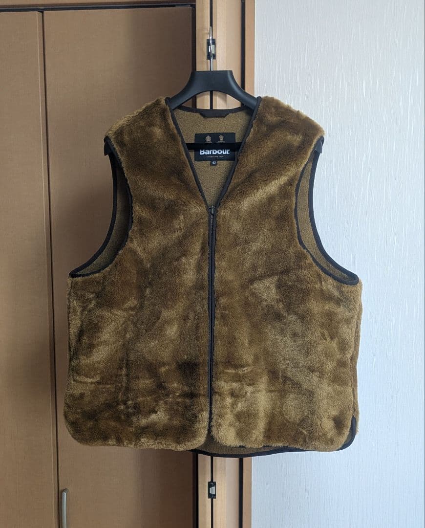 【美品】アダムエロペ別注 Barbour ファーライナーベスト XL バブアー
