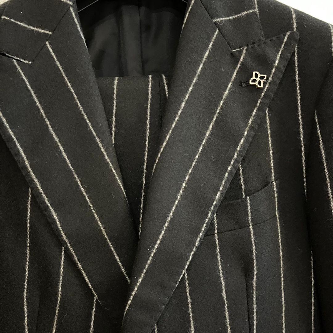 タリアトーレ　TAGLIATORE ブラックストライプ ビジネススーツ