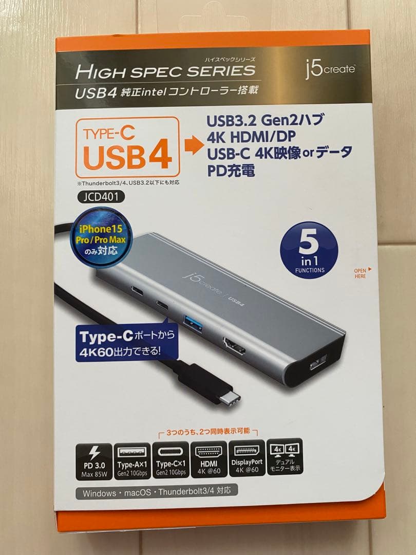j5create USB4端子対応 5in1 Intel JCD401