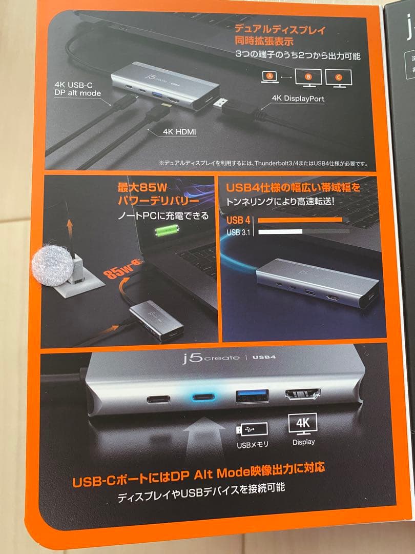 j5create USB4端子対応 5in1 Intel JCD401
