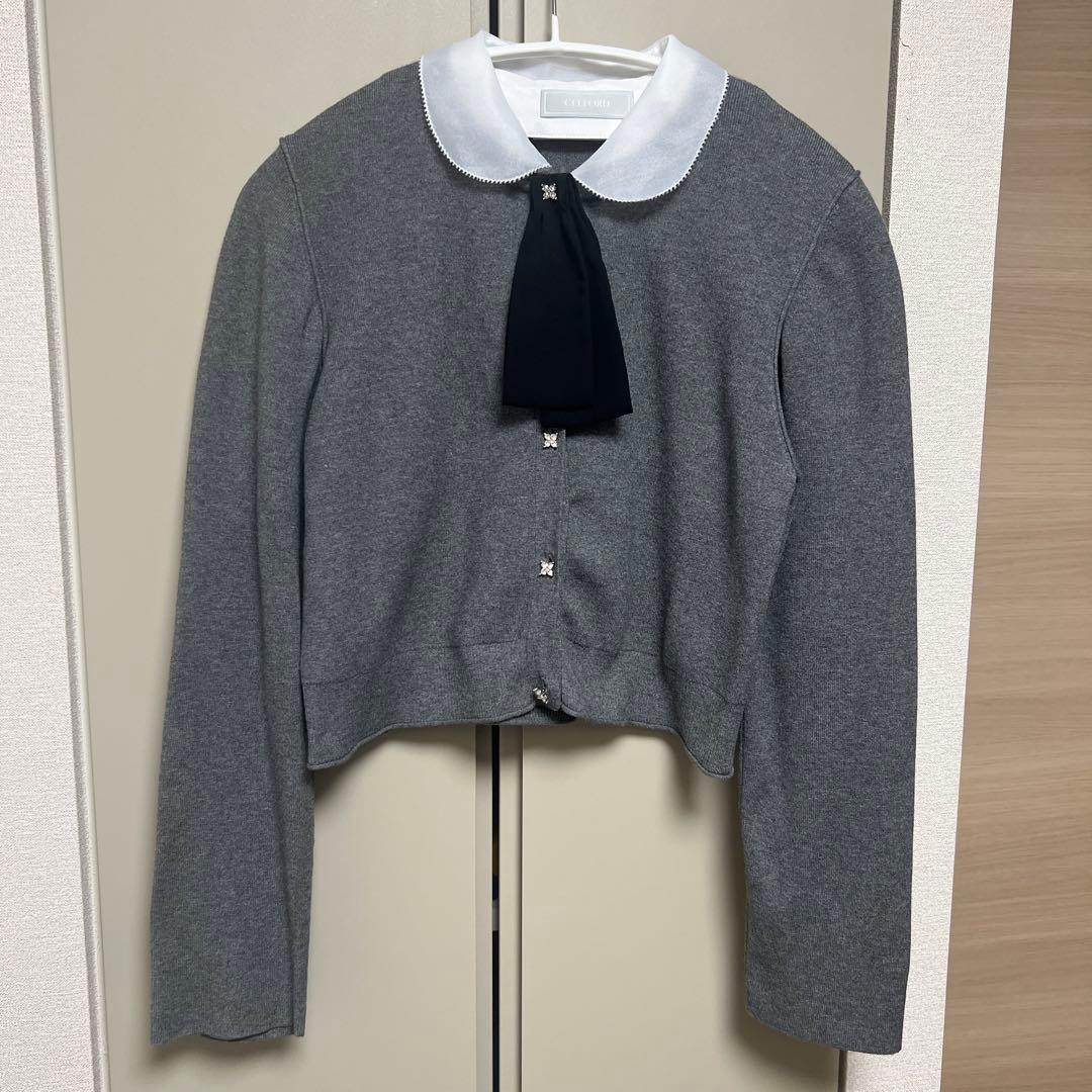 セルフォード デタッチャブル総針カーディガン グレー 36サイズ