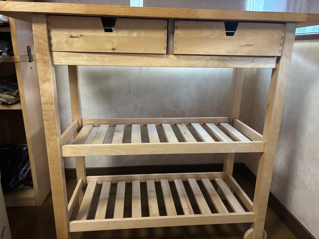 引き取り限定☆美品ナチュラル木製多目的ワゴン