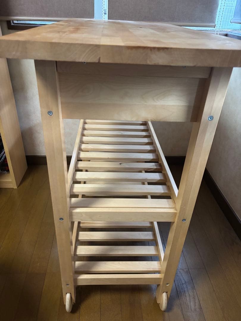 引き取り限定☆美品ナチュラル木製多目的ワゴン