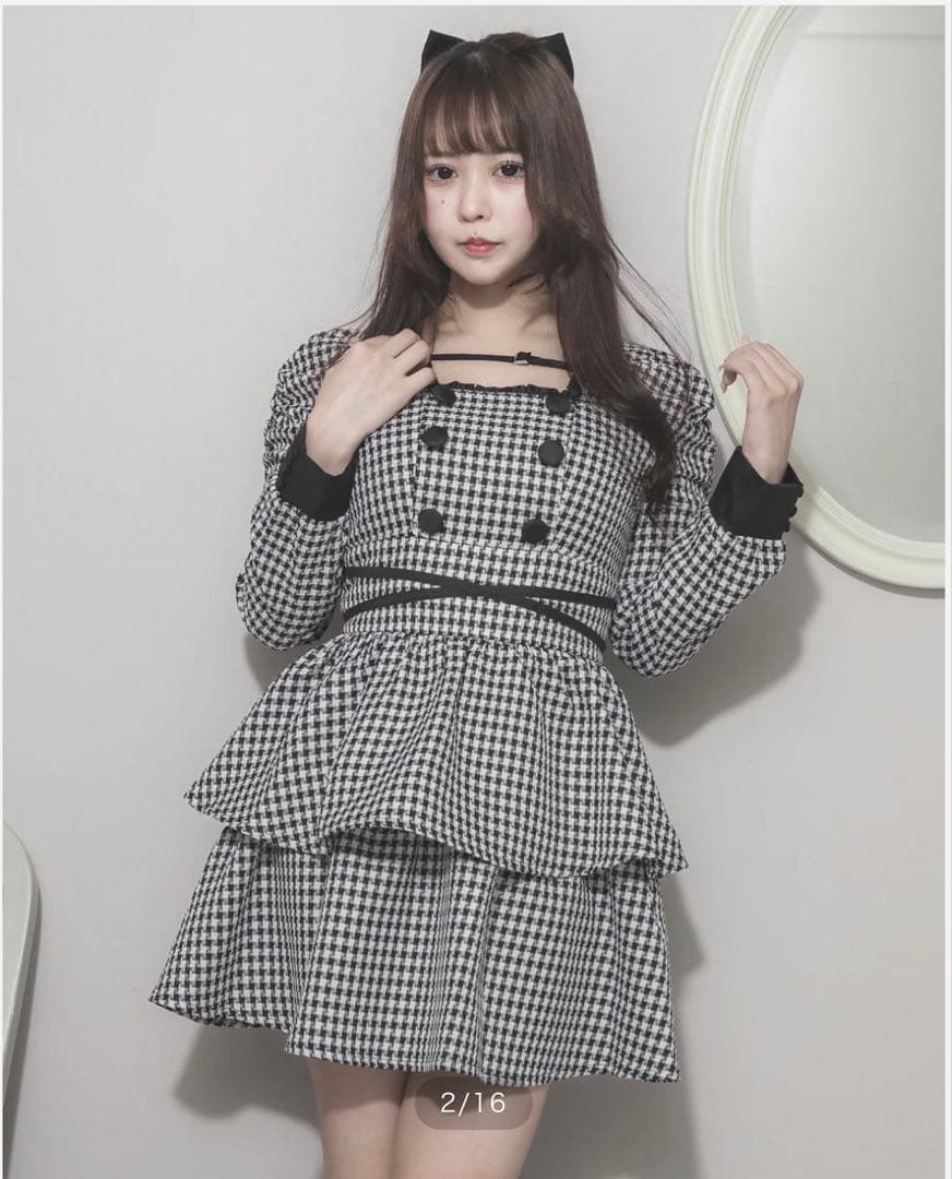 【ゆ】pium クロスベルトティアードワンピース ホワイトミックス