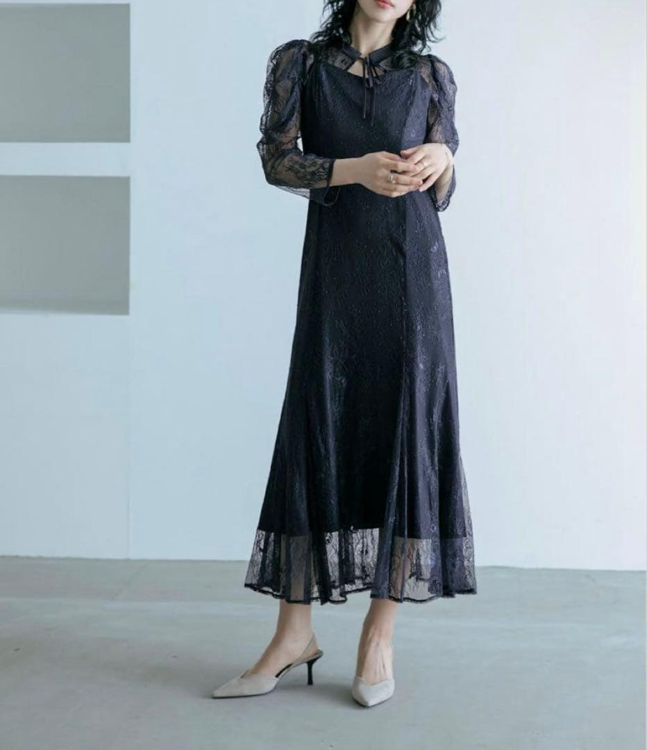 Dorry Doll ボレロレイヤードレースドレス ネイビー L