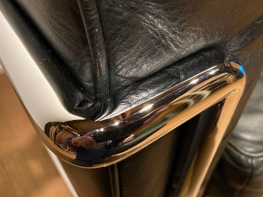 コルビュジエ LC2 黒本革 ヴィンテージ ソファ 2人掛け 羽毛クッション