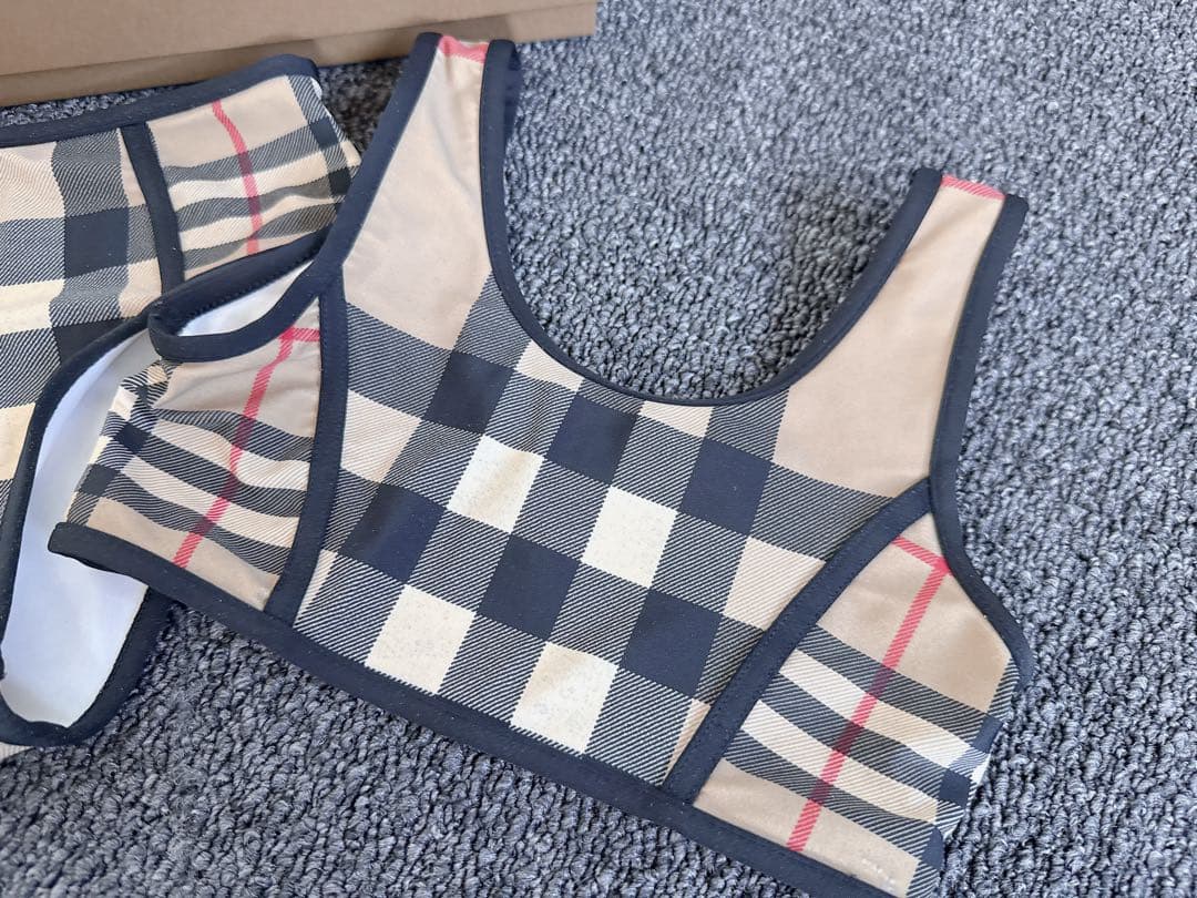 BURBERRY キッズ コントラスト チェック ストレッチナイロン ビキニ
