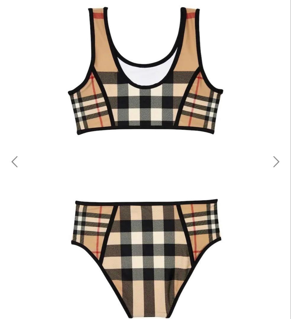 BURBERRY キッズ コントラスト チェック ストレッチナイロン ビキニ