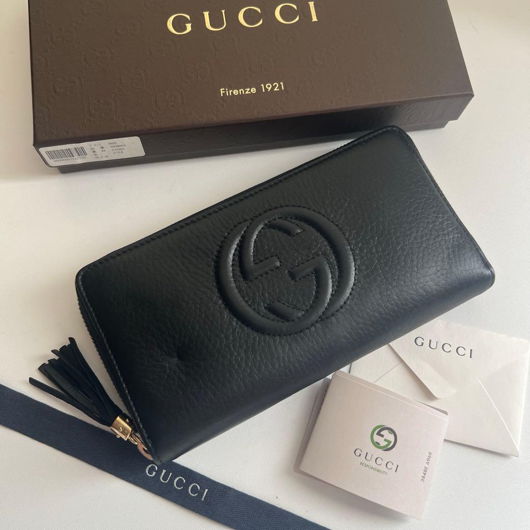 16 美品 GUCCI グッチ SOHO 長財布 ラウンドファスナー