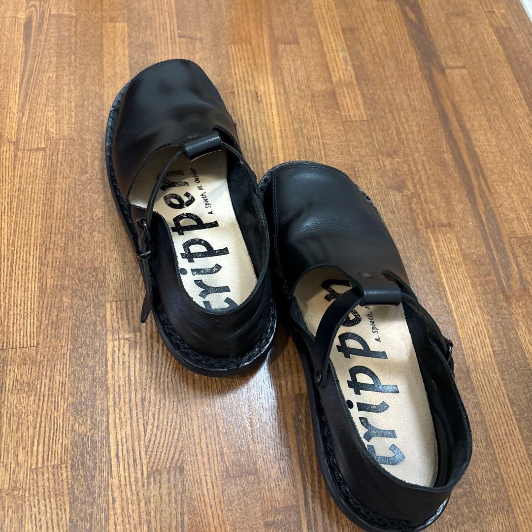 trippen 黒 レザー ローファー
