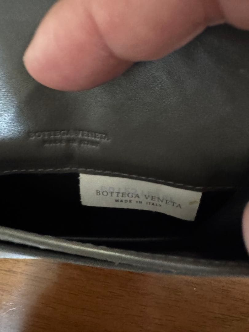 ボッテガヴェネタ 名刺入れ イントレチャート レザー グレー系 本革