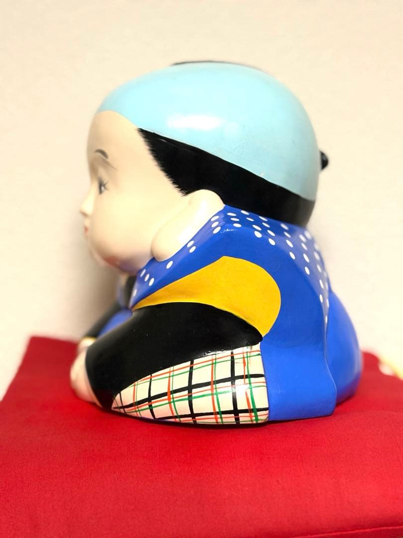 【美品】昭峰作 福助人形（大） 品番S262 縁起物 商売繁盛 陶器 箱付き