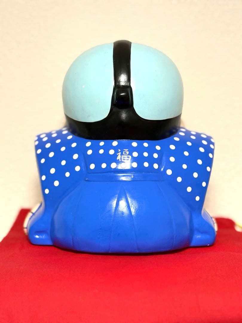 【美品】昭峰作 福助人形（大） 品番S262 縁起物 商売繁盛 陶器 箱付き