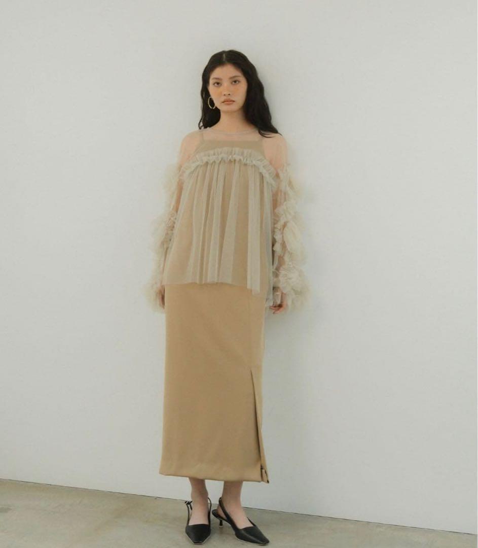 ANDRESD チュールトップス フリル付きシアートップス