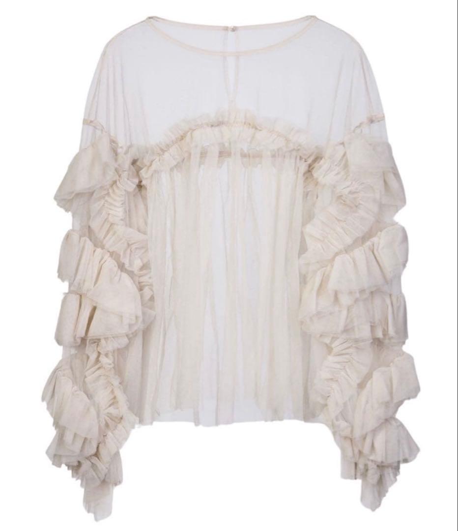 ANDRESD チュールトップス フリル付きシアートップス