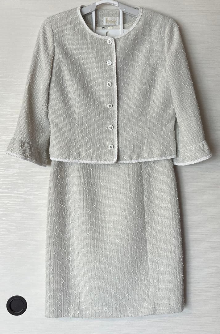 上品Harrodsハロッズ ライトグレー 大人ワンピーススーツ セット