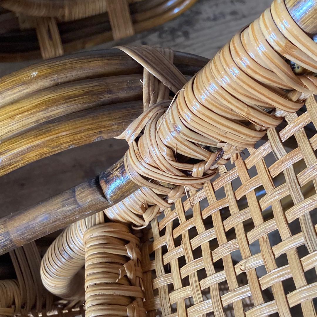 2脚セット ヴィンテージラタン 座椅子 肘掛け 和モダン 古民家