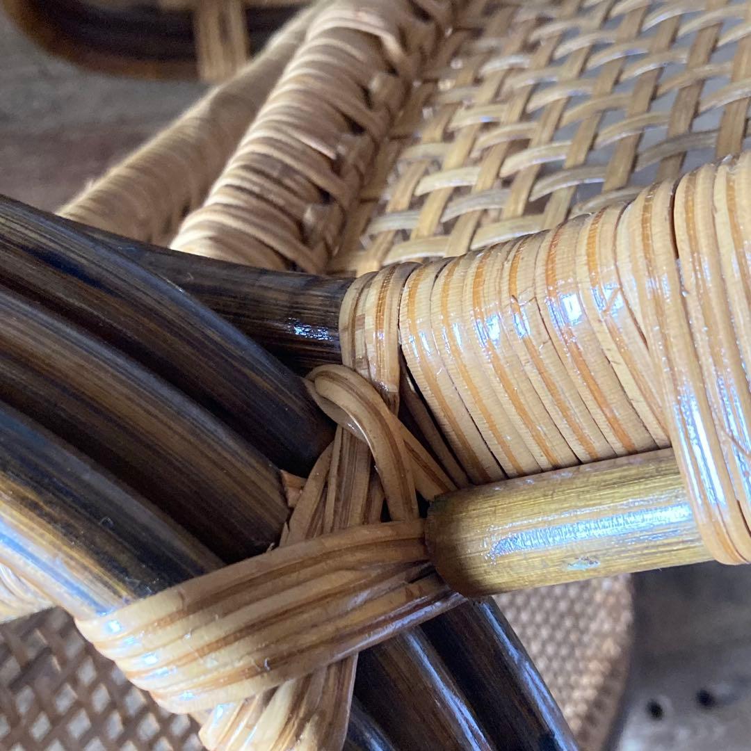 2脚セット ヴィンテージラタン 座椅子 肘掛け 和モダン 古民家