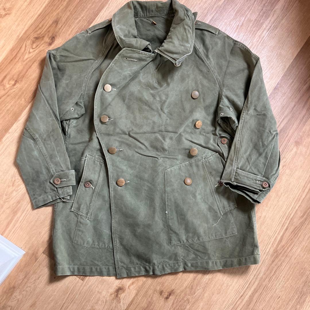 30s 40s ビンテージ フランス軍　モーターサイクルコート