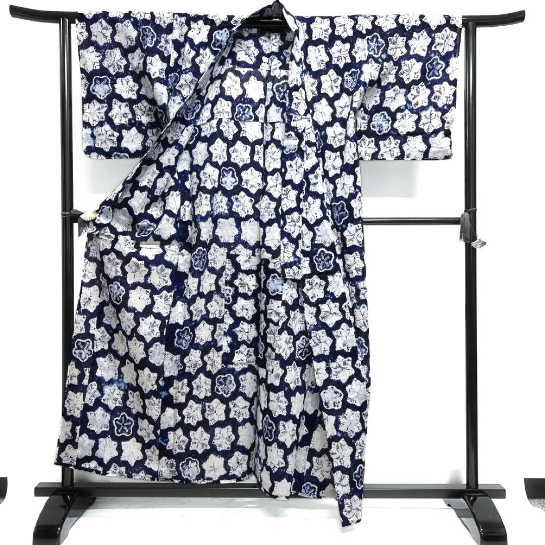 浴衣　有松鳴海絞り　梅花　グラデーション　ぼかし染め　着物　063a d