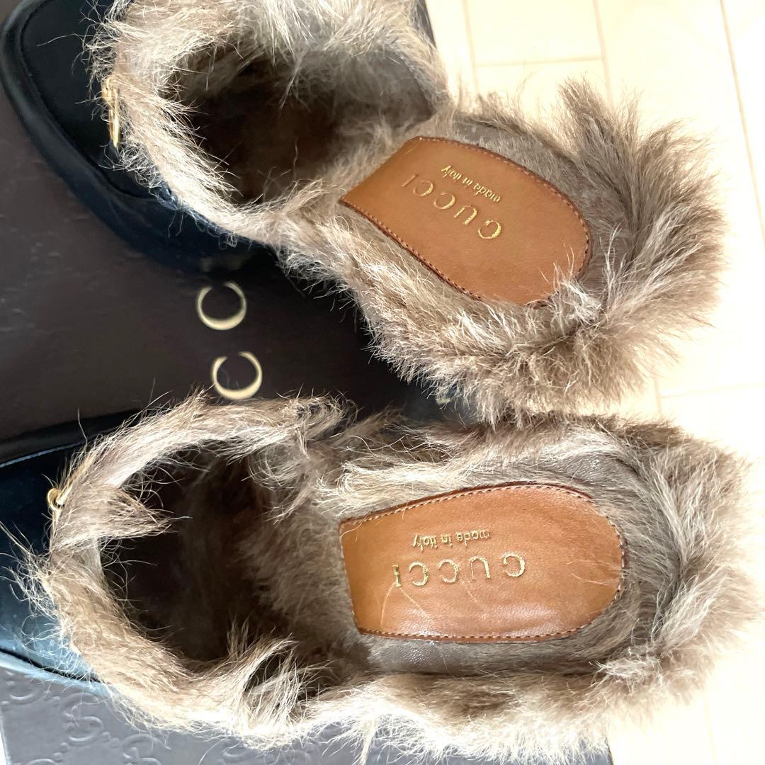 GUCCI グッチ　ファー付き　ミュール　プリンスタウン