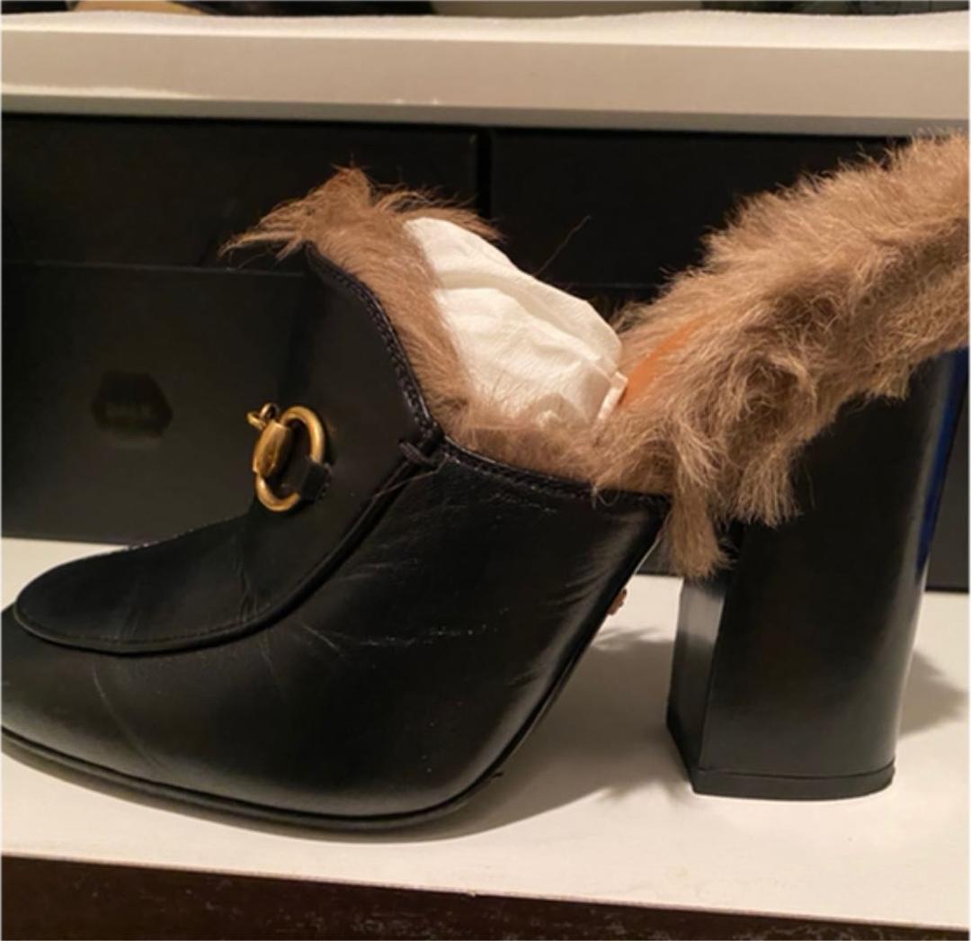 GUCCI グッチ　ファー付き　ミュール　プリンスタウン