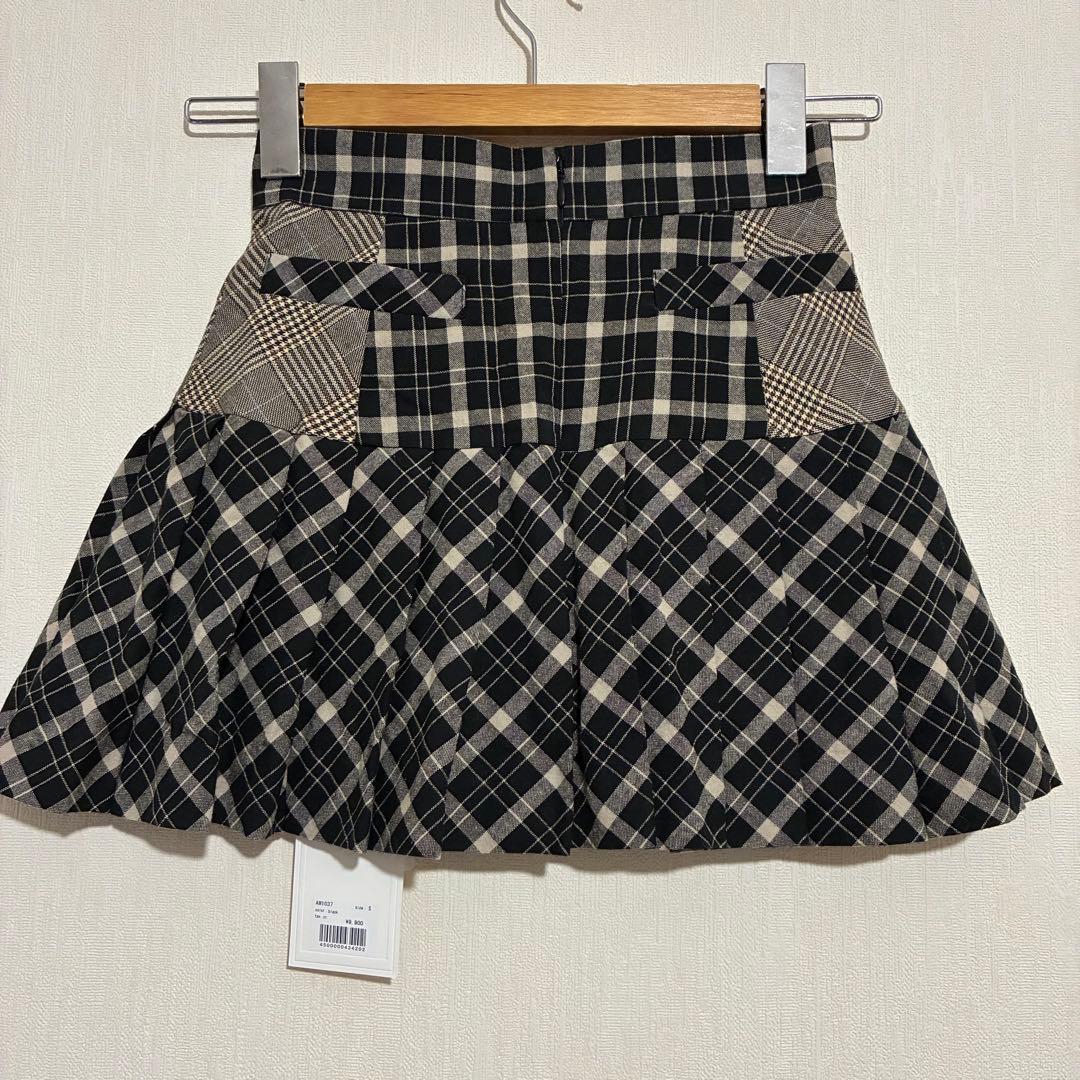 新品タグ付き andmary Coco check pleats skirt S