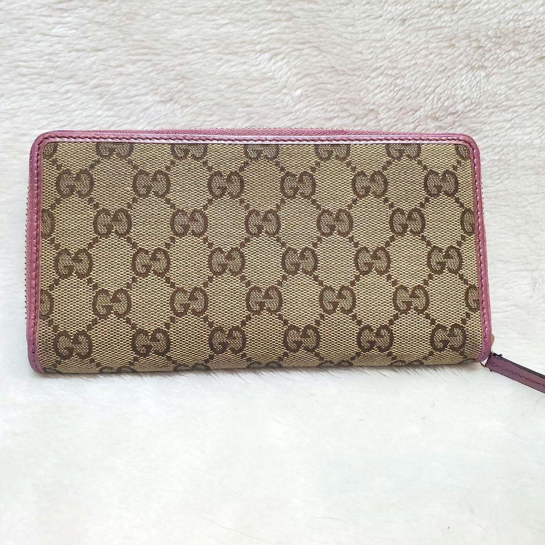 美品　GUCCI GG キャンバス ハート リボン インターロッキング 長財布