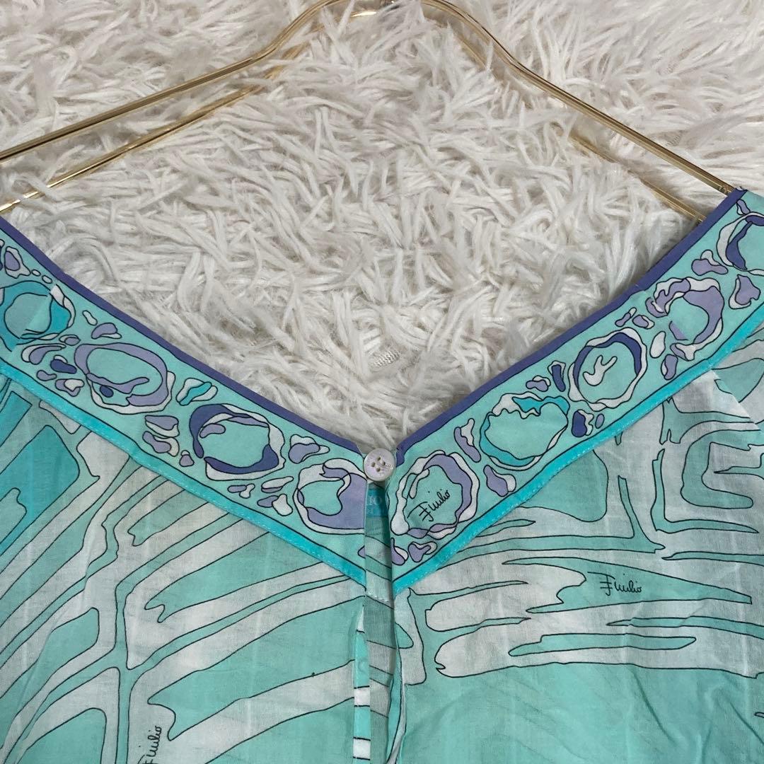 EMILIO PUCCI 総柄チュニック ライトブルー M エレガント