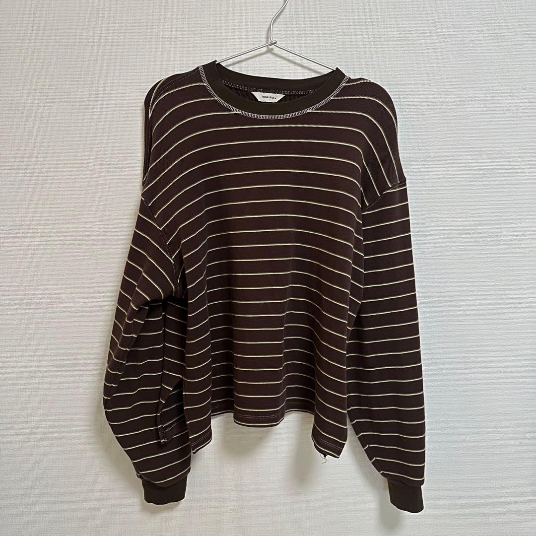 【美品】TODAYFUL Border Long T-shirts チョコ