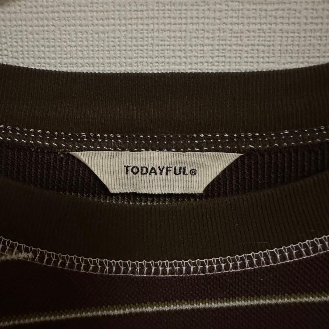 【美品】TODAYFUL Border Long T-shirts チョコ