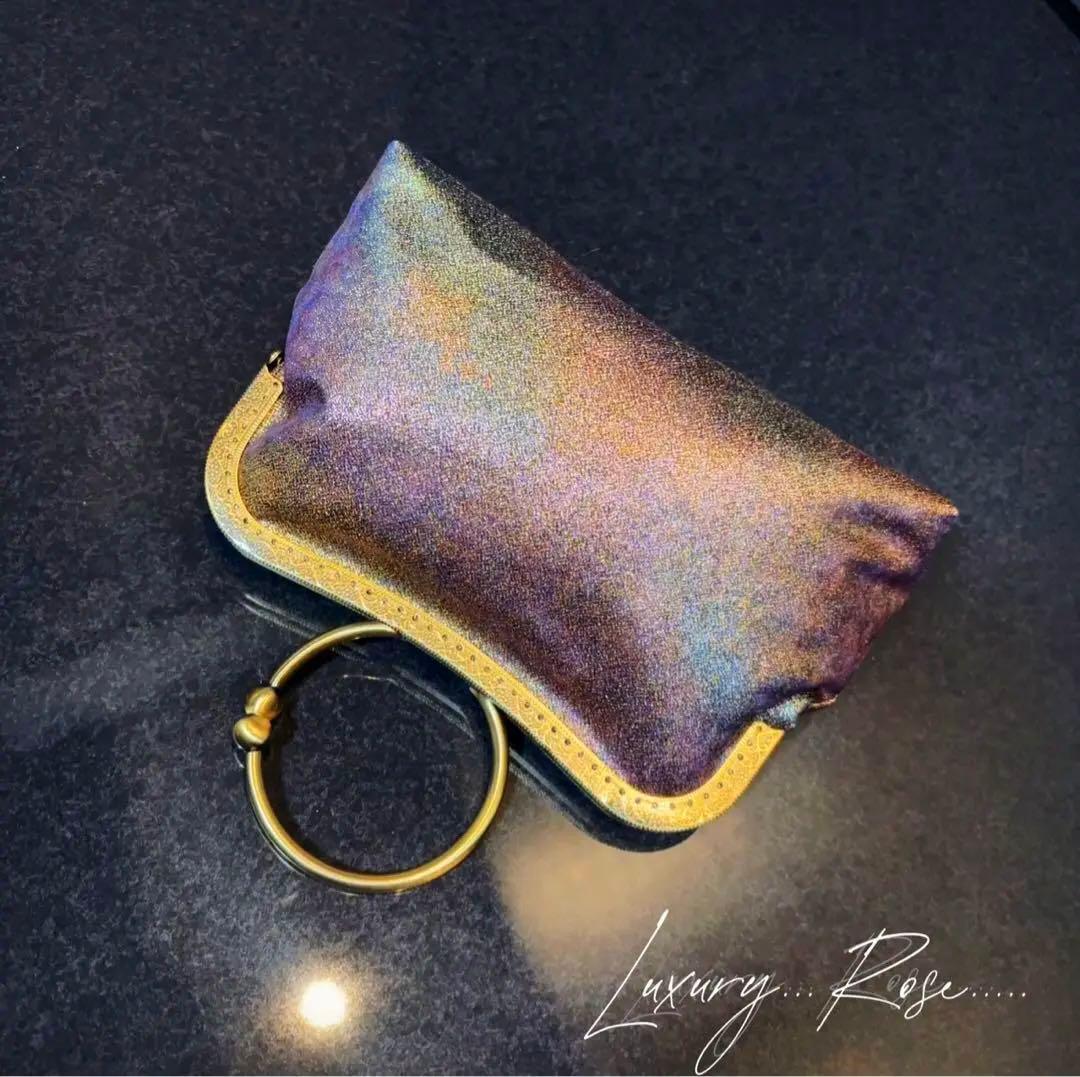 真夜中の神秘的な星屑のグラデーション♡ブライト希少上質箔加工高級帯バッグ