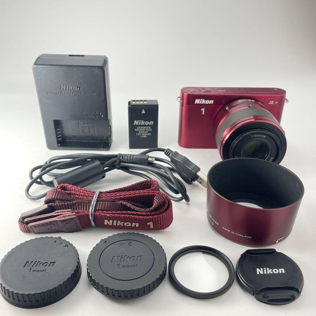 【ショット数10000・返品保証】Nikon1 J2 レッド レンズキット