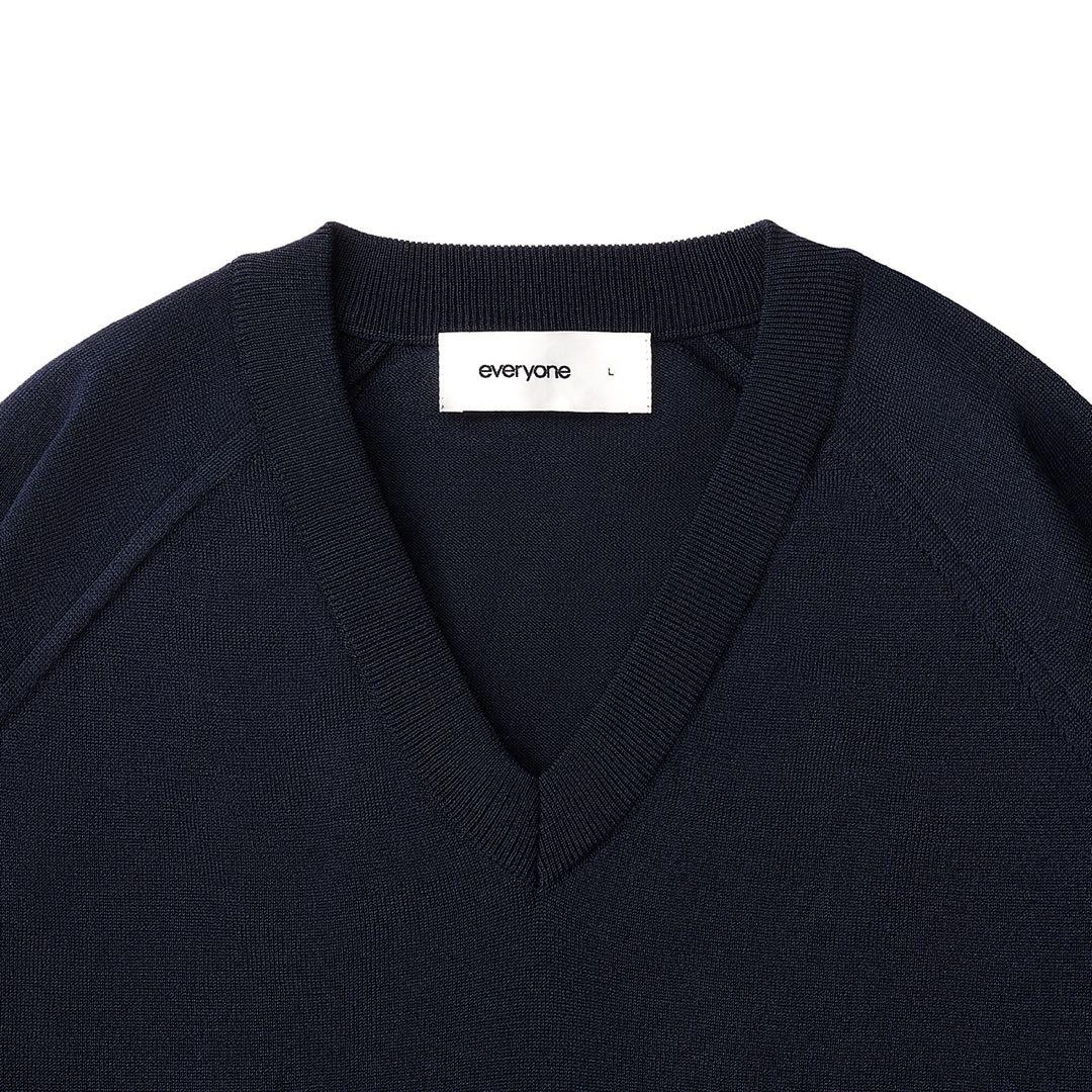 b*5様 everyone high gauge Vneck knit NAVY