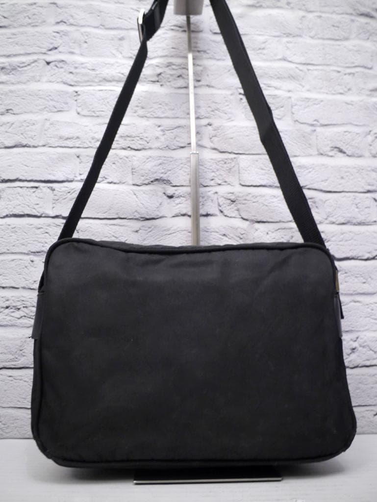 ◆ PRADA プラダ 男女可 ナイロンxレザー ショルダー カメラ バッグ 黒