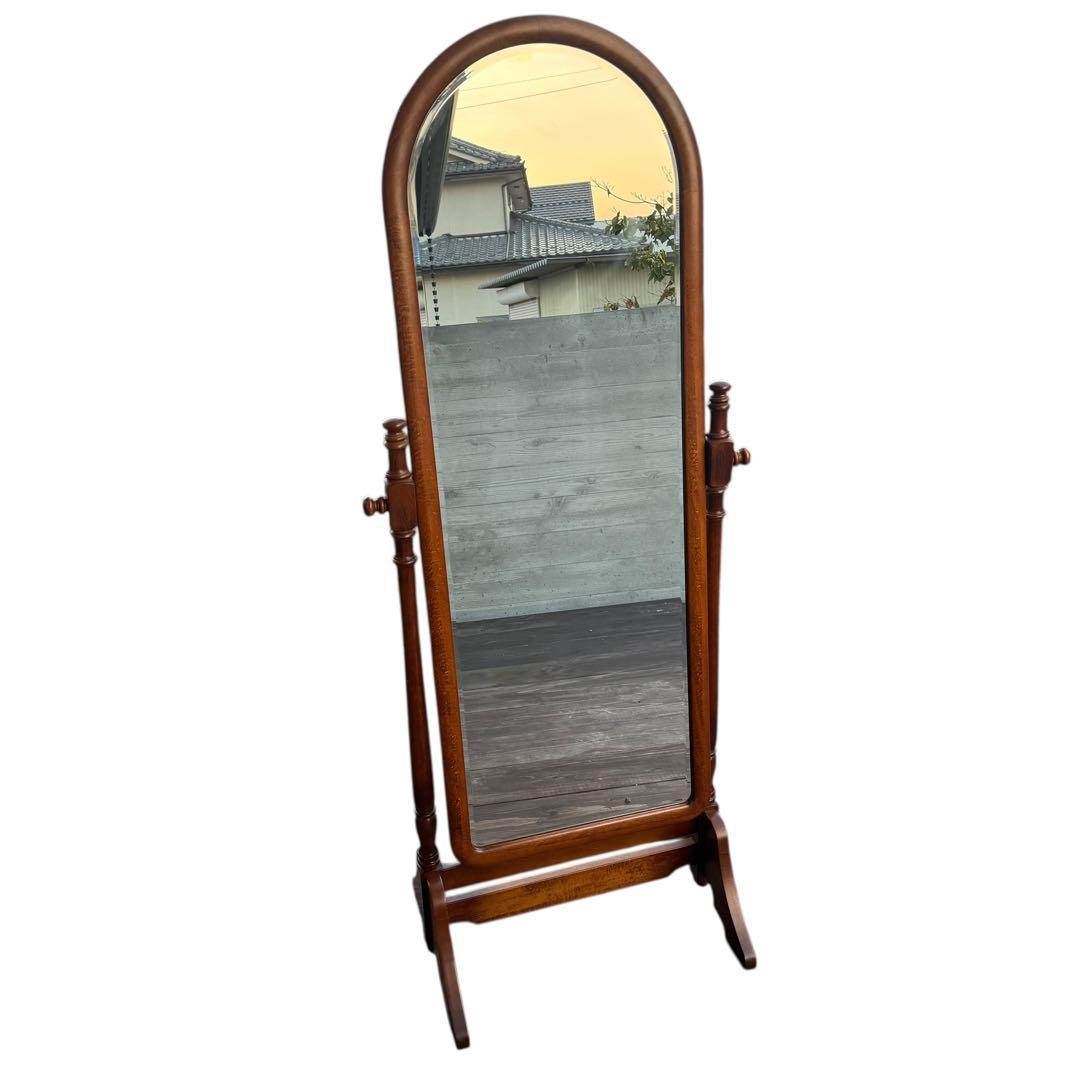 【美品・送料込】karimoku カリモク スタンドミラー ダークブラウン