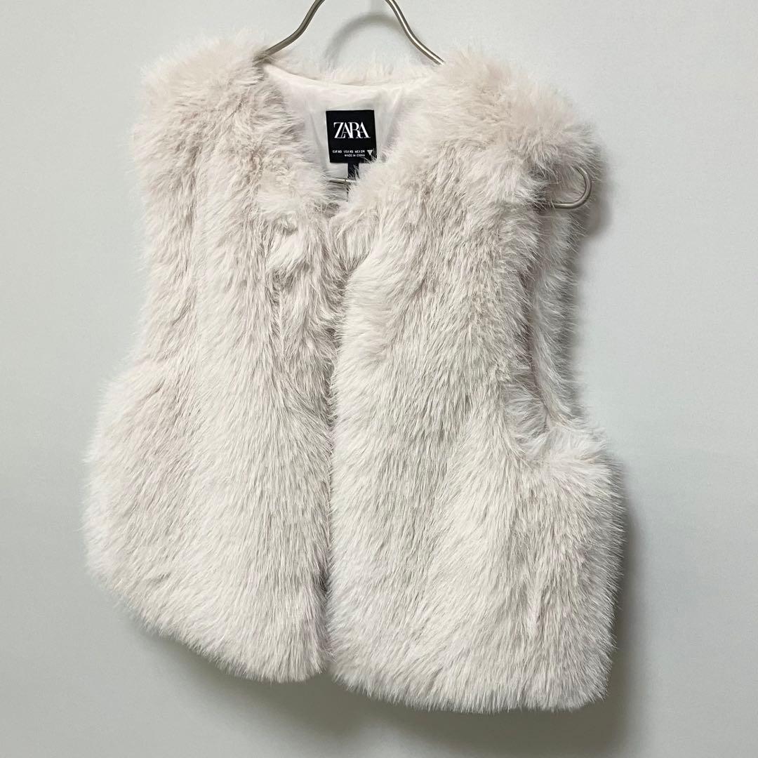 新品・完売品 ZARA ショート フェイクファーベスト XS ライトベージュ