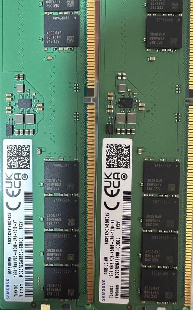 Samsung純正DDR5 32GB（16GB×2）PC5-4800 UDIMM